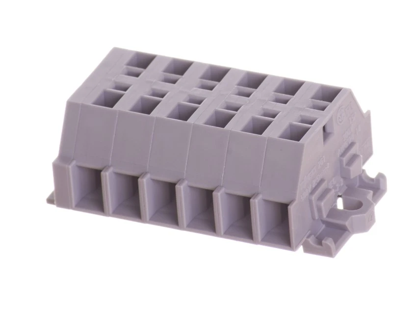 Listwa zaciskowa 2‑przewodowa 2,5mm2 6‑torowa z mocowaniem śrubowym szara 261‑106 - obrazek 1