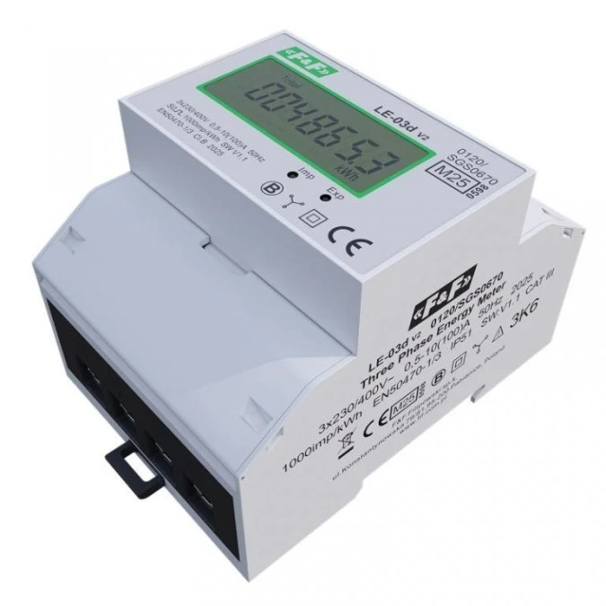 Licznik energii elektrycznej 3‑fazowy 100A 230/400V z wyświetlaczem LCD MID LE‑03D v.2 - obrazek 3