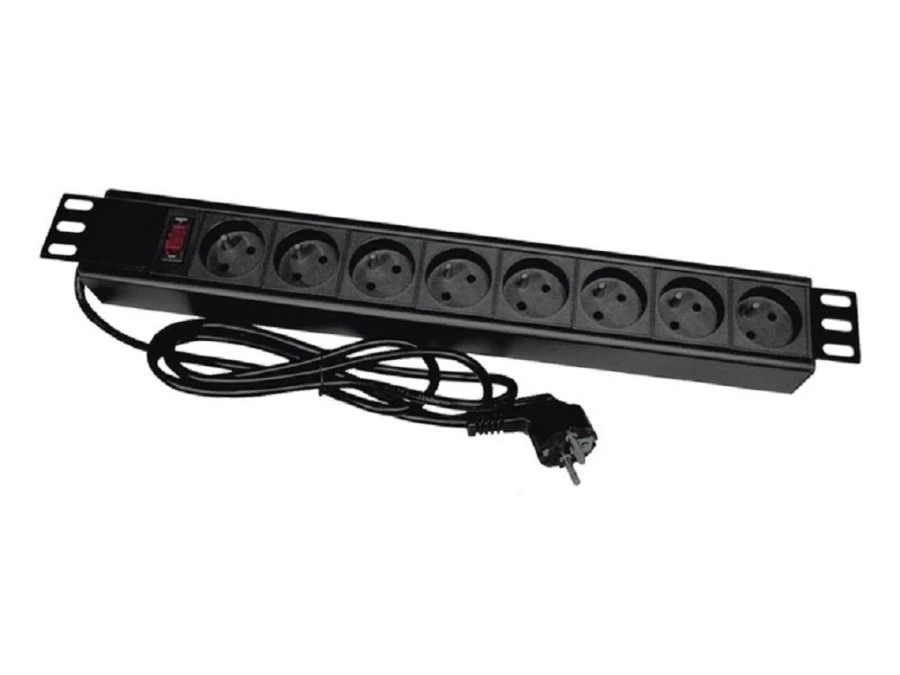 Listwa zasilająca rack 19 cali PDU gniazdo 8 x CEE 7/5 wtyk CEE 7/7 z wyłącznikiem - obrazek 1