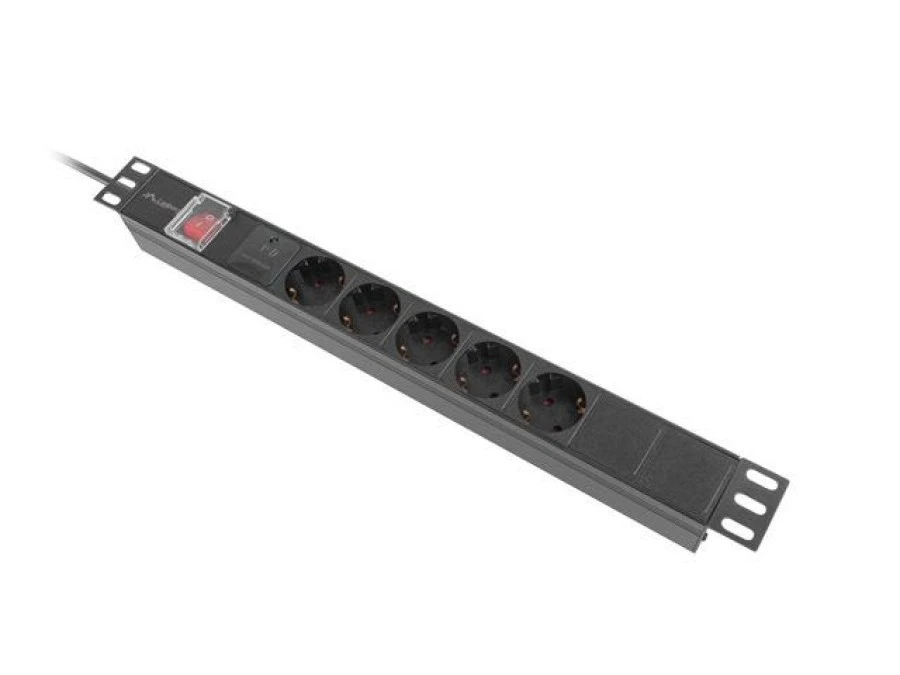 Listwa zasilająca rack pdu 19 lanberg 1u 16a 5x schuko 2m czarna c14 PDU‑05F‑0200‑IEC‑BK - obrazek 2