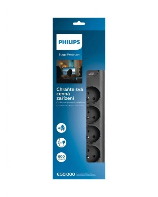 Listwa przepięciowa Philips 4 gniazda 3680W SPN7040BA/60 - obrazek 2