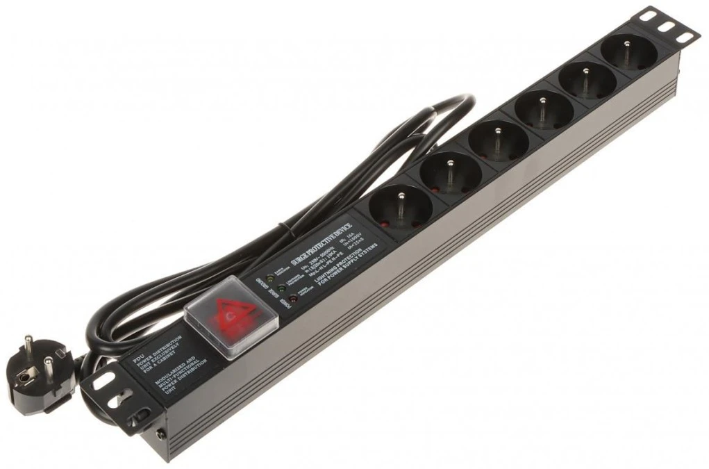 Listwa zasilająca do szaf RACK 19cali PD‑6/R‑SPD‑3L - obrazek 1