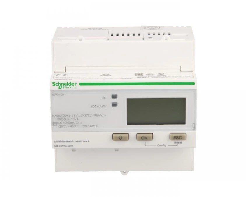 Licznik energii elektrycznej 1/3‑fazowy 63A 100‑277/173‑480V kl.1 cyfrowy modułowy iEM3100 A9MEM3100 - obrazek 1