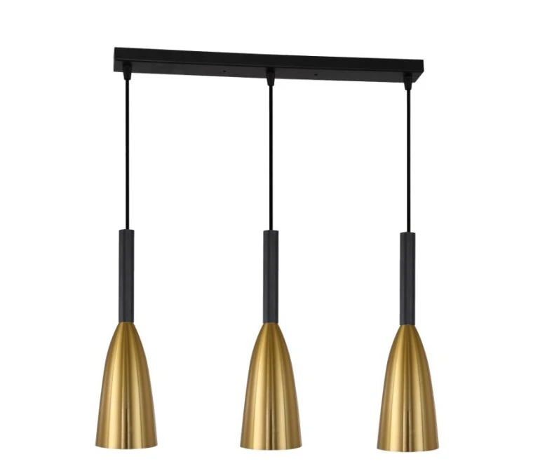 Listwa sufitowa SOLIN z trzema zwisającymi tubami złoto czarna LP‑181/3L GD Light Prestige