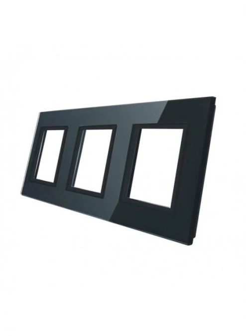 Livolo POTRÓJNA CZARNA RAMKA SZKLANA 222 x 80mm Livolo‑GPF‑3‑62 - obrazek 1