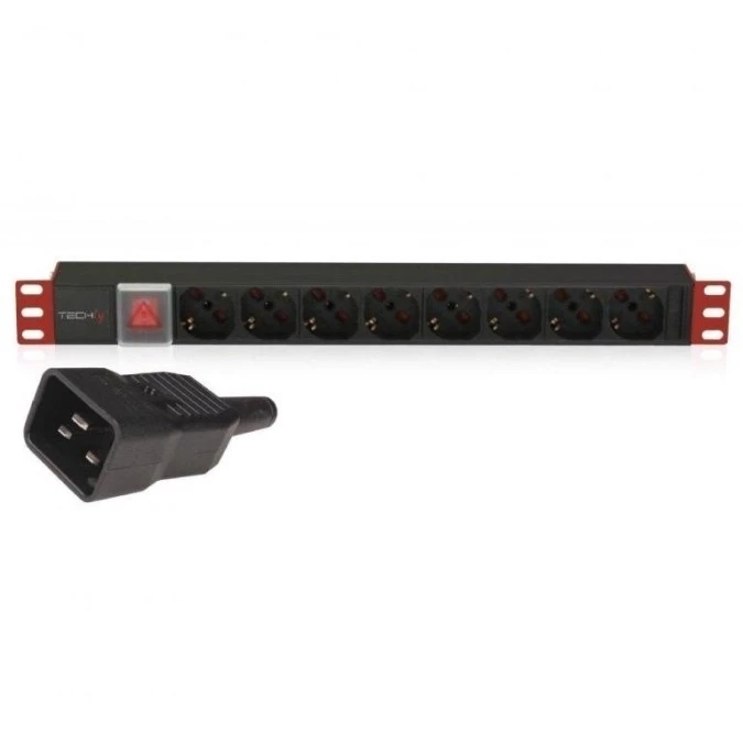 Listwa Zasilająca Rack 1U 8x Schuko/UNEL, Kabel C20 3m, 16A - obrazek 1