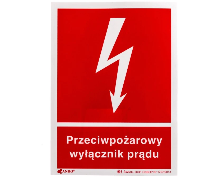 Naklejka ostrzegawcza /Przeciwpożarowy wyłącznik prądu 150×205/ 31P/F1/FS /5szt./