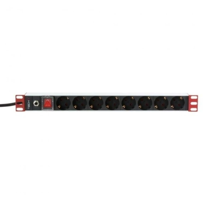 Listwa Zasilająca PDU Rack 1U 250V/16A 8x Schuko Kabel 3m - obrazek 1