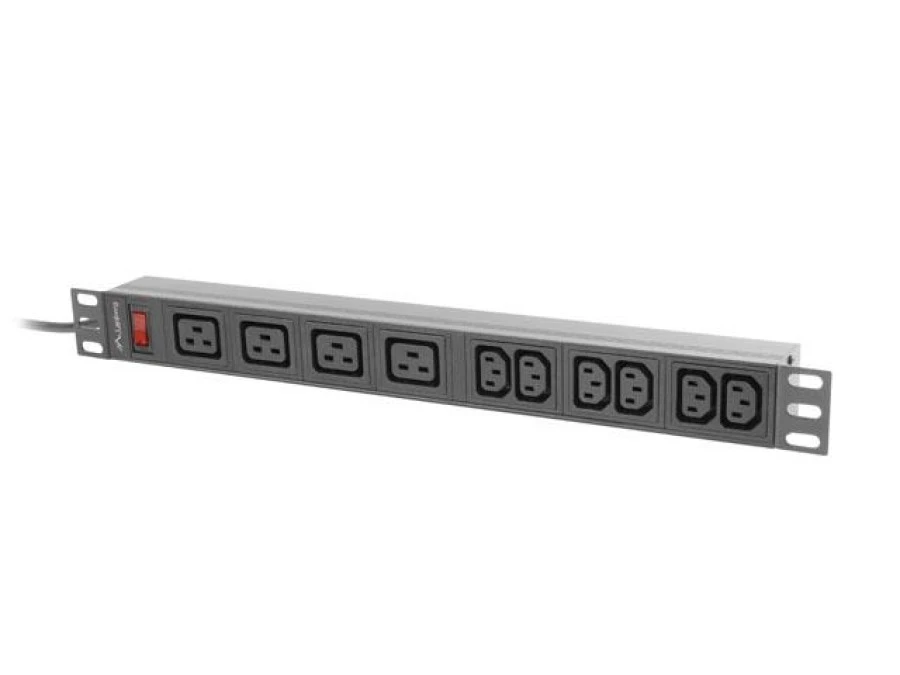 Listwa zasilająca rack pdu 19 lanberg 1u 16a 2m 4x c19 6x iec c13 czarna c20 PDU‑04I1906I‑0200‑C20‑BK - obrazek 3
