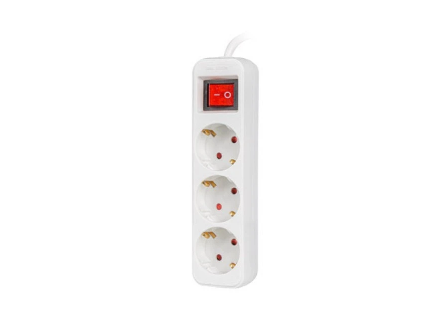 LISTWA PRZEDŁUŻACZ LANBERG 1.5M 3X 230V SCHUKO Z WYŁĄCZNIKIEM KABEL WYKONANY Z PEŁNEJ MIEDZI BIAŁA - obrazek 1