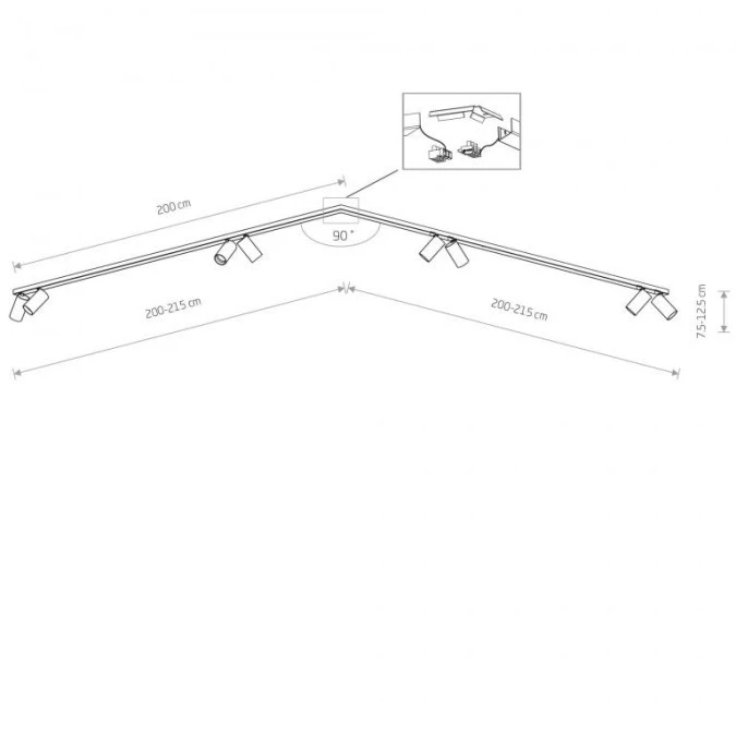 Listwa sufitowa 90 2x200cm MONO CORNER VIII 2x200 BLACK 7723 Nowodvorski Lighting - obrazek 2