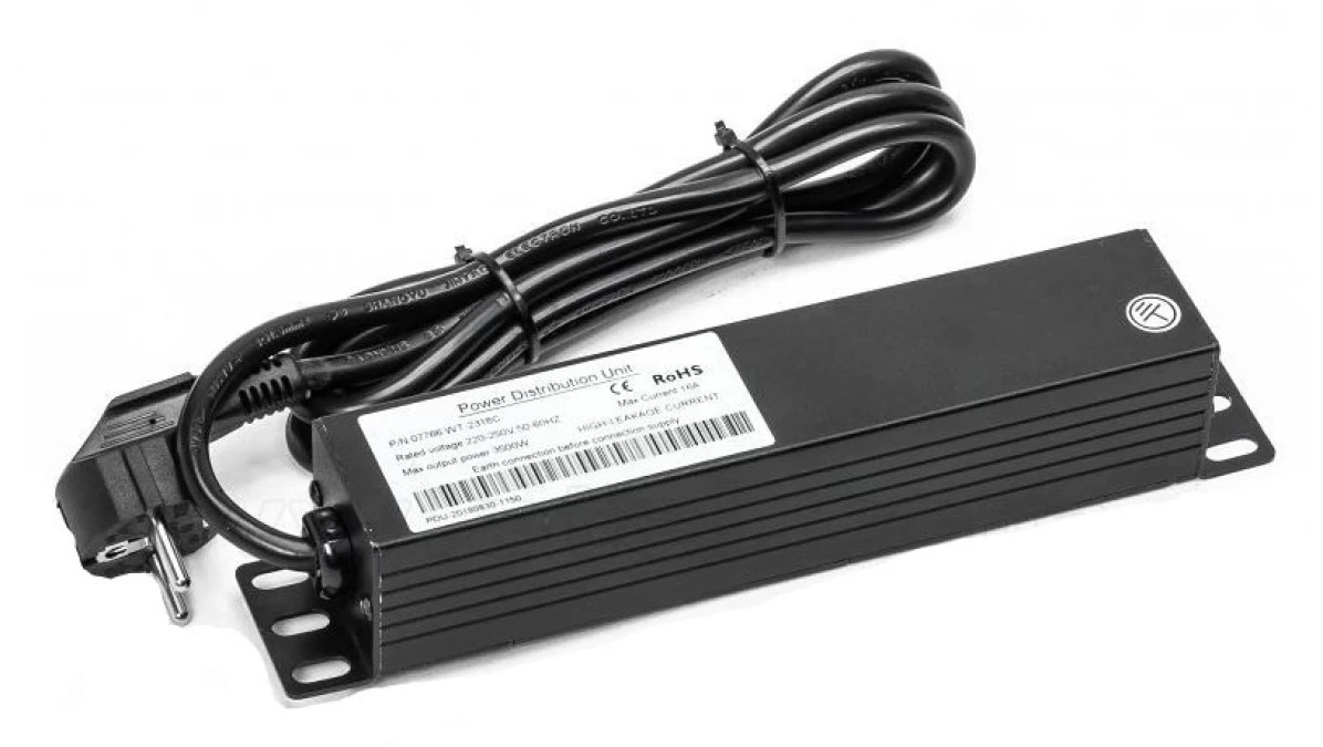 Listwa zasilająca RACK 10 1U 4 gniazda z wyłącznikiem czarna 1,8m - obrazek 2