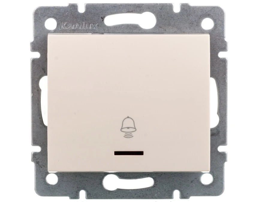LOGI Łącznik zwierny dzwonek z LED śrubowy 10AX 250V kremowy 021080103 25135 - obrazek 1