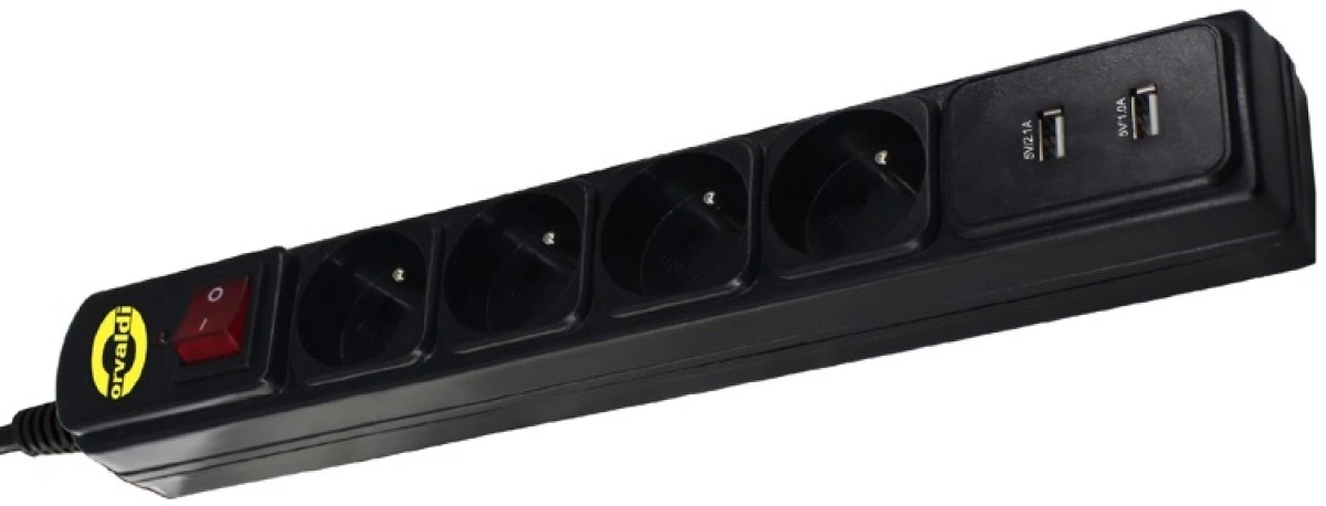 Listwa zasilająca przeciwprzepięciowa Orvaldi ORV‑4PL z USB2,0 ORV4PLUSB2.0 - obrazek 1