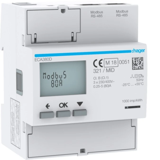 Licznik energii elektrycznej 3‑fazowy 80A 4M AGARDIO MID agardio.measure ECA380D - obrazek 1