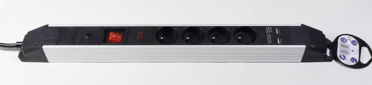 Listwa przepięciowa 2x USB 4x gniazdo sieciowe 16A 3m - obrazek 1