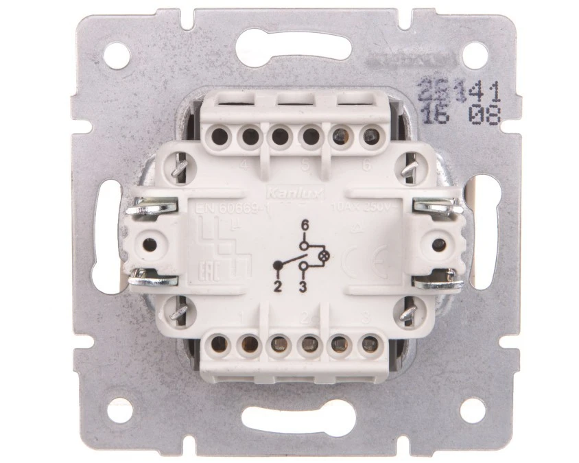 LOGI Łącznik schodowy z LED śrubowy 10AX 250V kremowy 021140103 25141 - obrazek 2