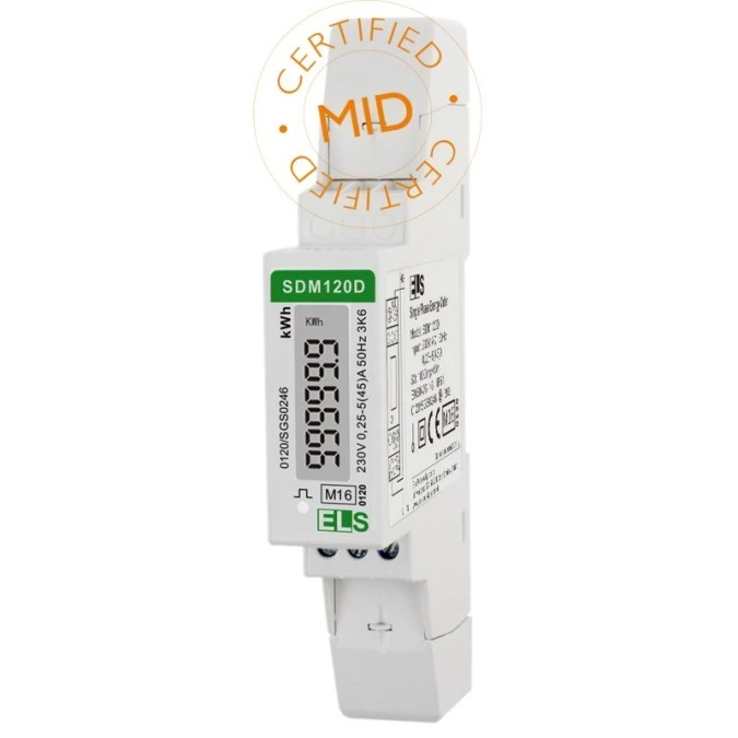 Licznik energii elektrycznej LCD 1‑fazowy 45A 230V SDM120D MID - obrazek 3
