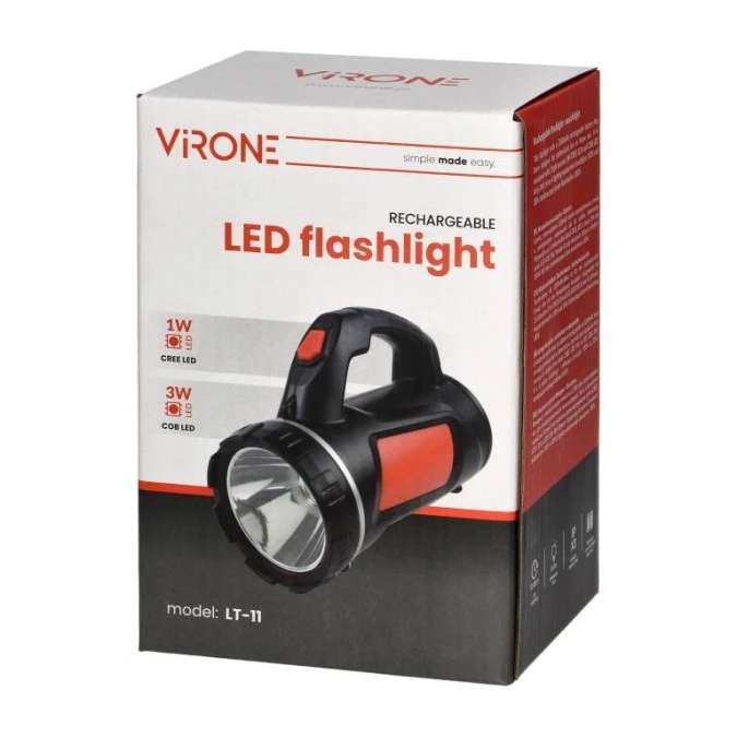 Latarka ręczna LED CREE 3W + COB 1W z akumulatorem 1200 mAh,LT‑11 - obrazek 2