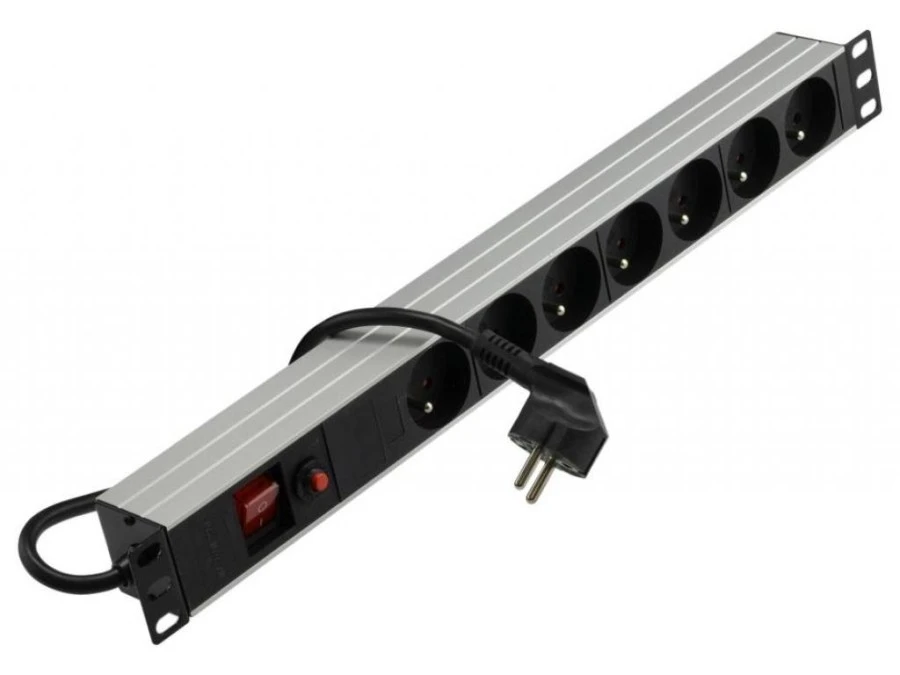 Listwa zasilająca antyprzepięciowa RACK 19 1U 7 gniazd z wyłącznikiem 1,8m - obrazek 1