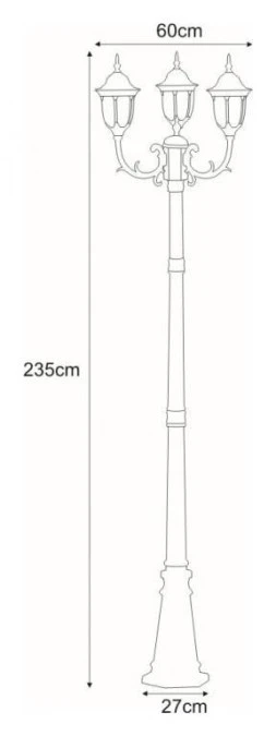Latarnia ogrodowa VASCO czarna, trzy klosze w stylu klasycznym IP44 K‑7007A2/3N CZARNY Kaja Lighting - obrazek 2