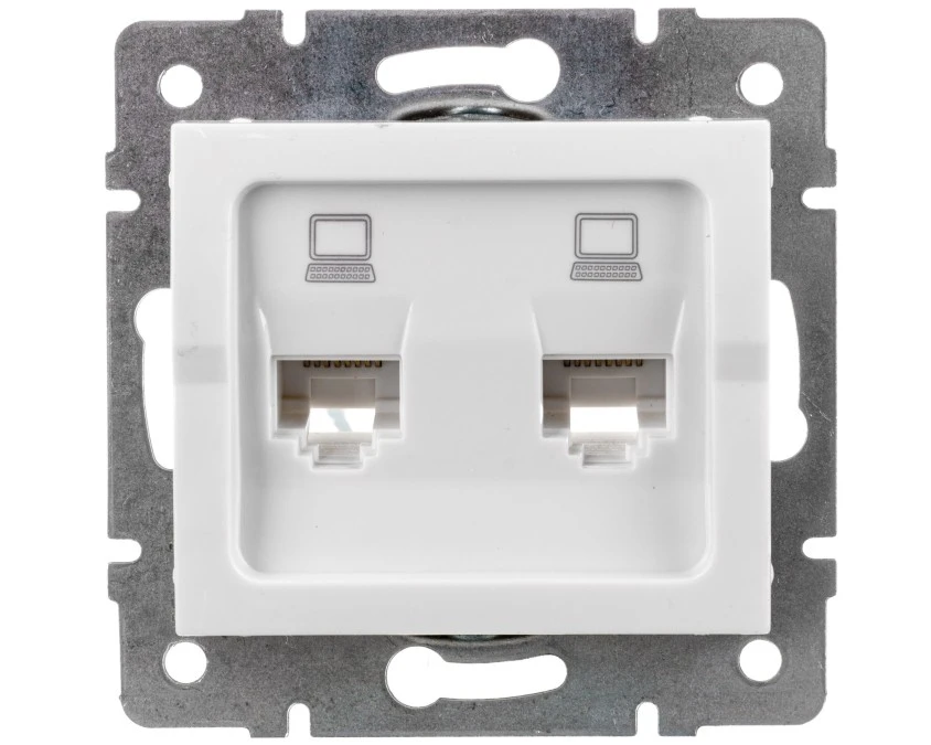 LOGI Gniazdo komputerowe (2xRJ45Cat 5e Jack) niezależne Biały 25110 - obrazek 1