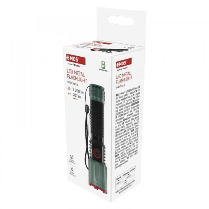 Latarka metalowa LED 1200 lm, 2200 mAh, ładowalna P3121 - obrazek 3