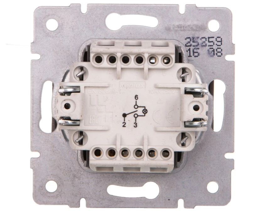LOGI Łącznik schodowy z LED śrubowy 10AX 250V grafit 021140141 25259 - obrazek 2