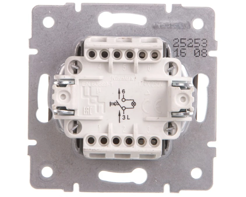 LOGI Łącznik zwierny dzwonek z LED śrubowy 10AX 250V grafit 021080141 25253 - obrazek 2