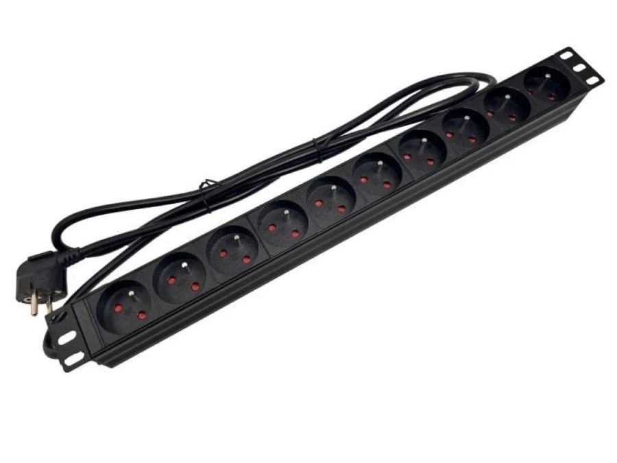 Listwa zasilająca rack 19 cali PDU gniazdo 10 x CEE 7/5 wtyk CEE 7/7 - obrazek 1