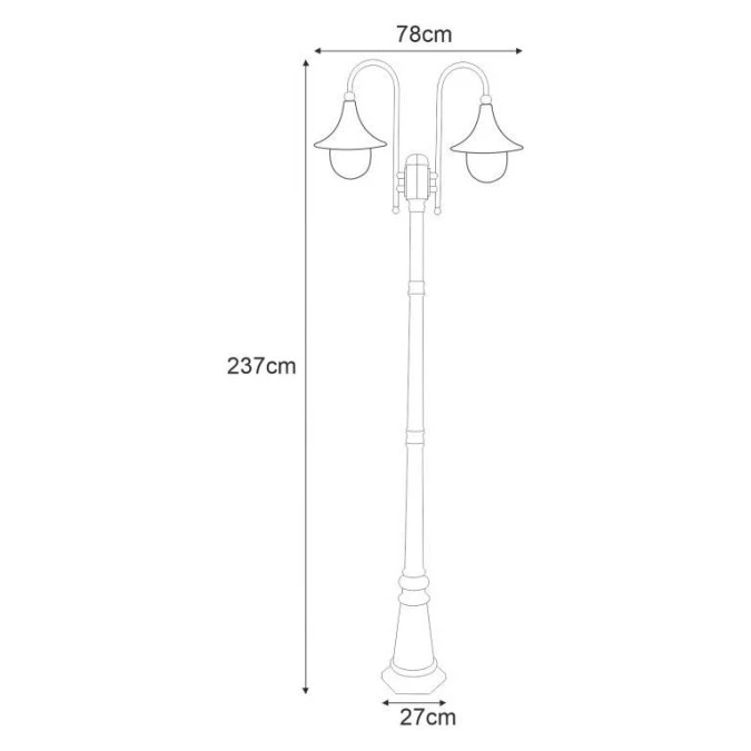 Latarnia ogrodowa BOSTON czarno‑złota dwuramienna – wysokość 237cm na E27 K‑8127 CZARNY/ZŁOTY Kaja Lighting - obrazek 2