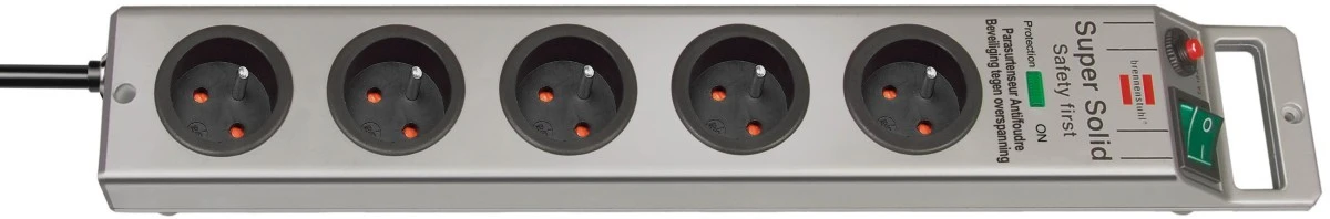 Listwa zasilająca przeciwprzepieciowa Super‑Solid 4500A 2,5m 5 gniazd srebrny H05VV‑F 3G1,5 1153344315 - obrazek 3