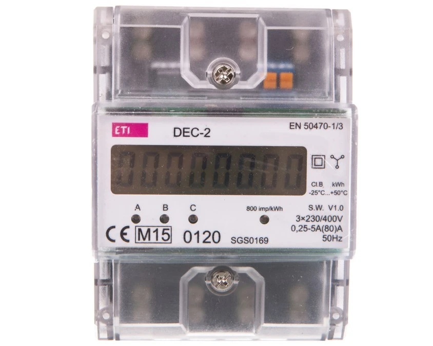 Licznik energii elektrycznej 3‑fazowy 3x63A 3x230/400V AC+N IP20 DEC‑2 004804051 - obrazek 2