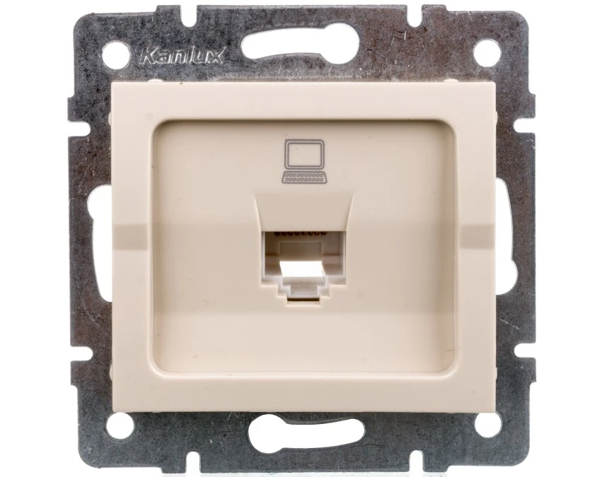 LOGI Gniazdo komputerowe pojedyncze (RJ45Cat 5e Jack) Kremowy 25167 - obrazek 1