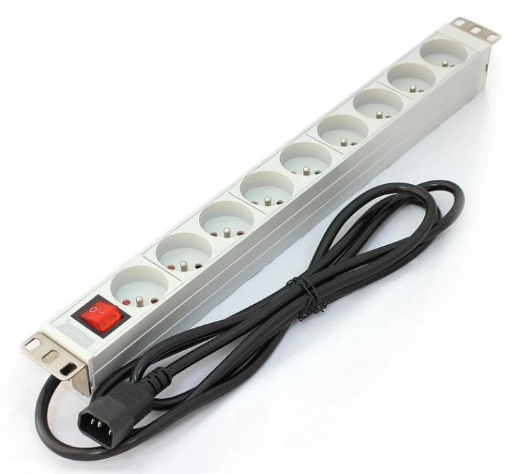 Listwa zasilająca RACK PDU 1U 10A 9x250V 2m aluminiowa C14 A‑19‑STRIP‑4‑IMP - obrazek 1