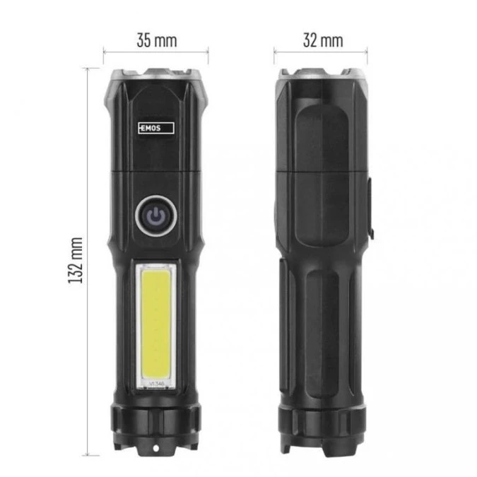 Latarka LED plastikowa 150 lm, ładowalna P3214 - obrazek 2