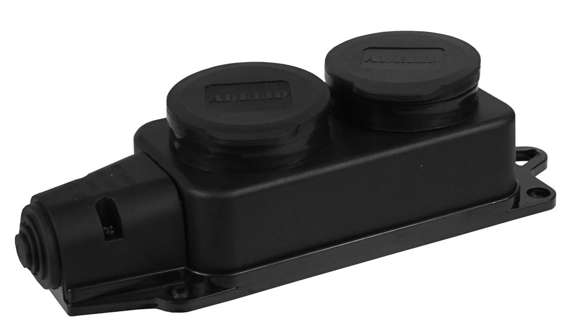 Listwa /rozgałęźnik/ do przedłużacza 2‑gniazda z/u gumowe IP44 AEI602232‑L - obrazek 1