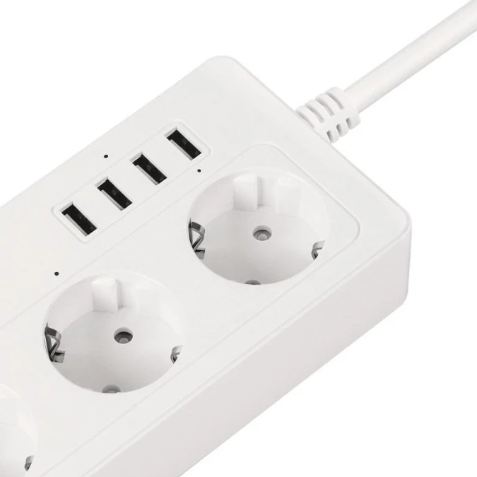 Listwa sieciowa KrugeriMatz 4 gniazda typu niemieckiego i 4xUSB 2100 mA Connect P6 Tuya - obrazek 1
