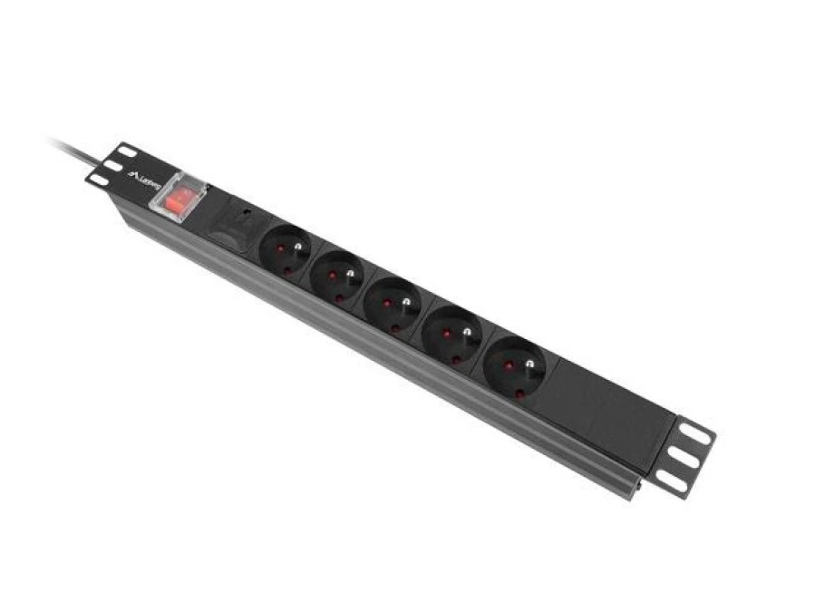 Listwa zasilająca RACK PDU 19 LANBERG 1U 10A 5X 230V PL 2M czarna C14 PDU‑05E‑0200‑IEC‑BK - obrazek 2
