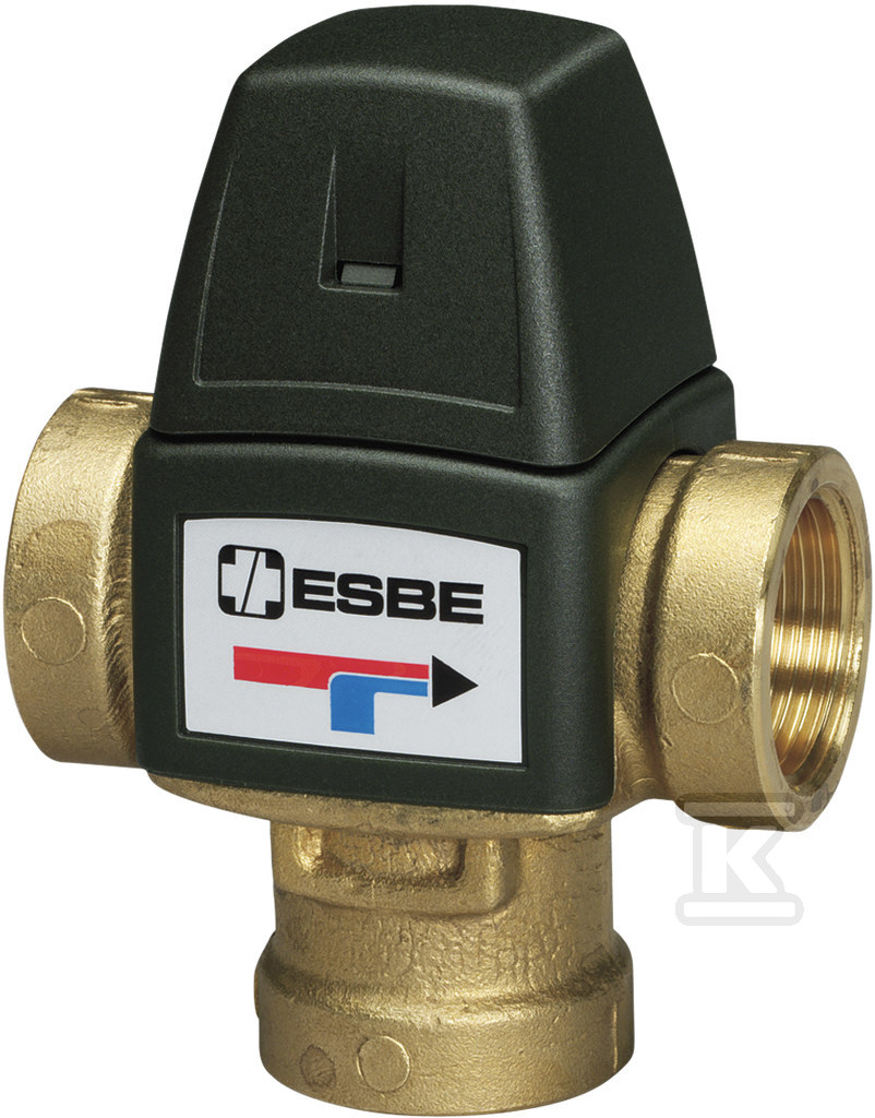 Termostatyczny zawór mieszający VTA321, regulator temperatury 20-43oc, KVS 1.6, 3/4 cala wewnętrzny 31100700 - obrazek 1