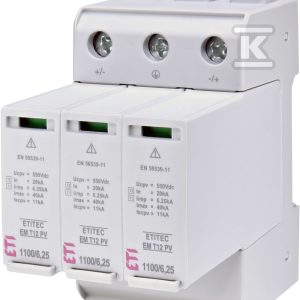 Ogranicznik przepięć T1 T2 (B i C) do systemów PV ETITEC EM T12 PV 1100/6,25 Y 002440580 Ogranicznik przepięć T1 T2 (B i C) do systemów PV ETITEC EM T12 PV 1100/6,25 Y 002440580