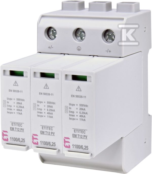 Ogranicznik przepięć T1 T2 (B i C) do systemów PV ETITEC EM T12 PV 1100/6,25 Y 002440580