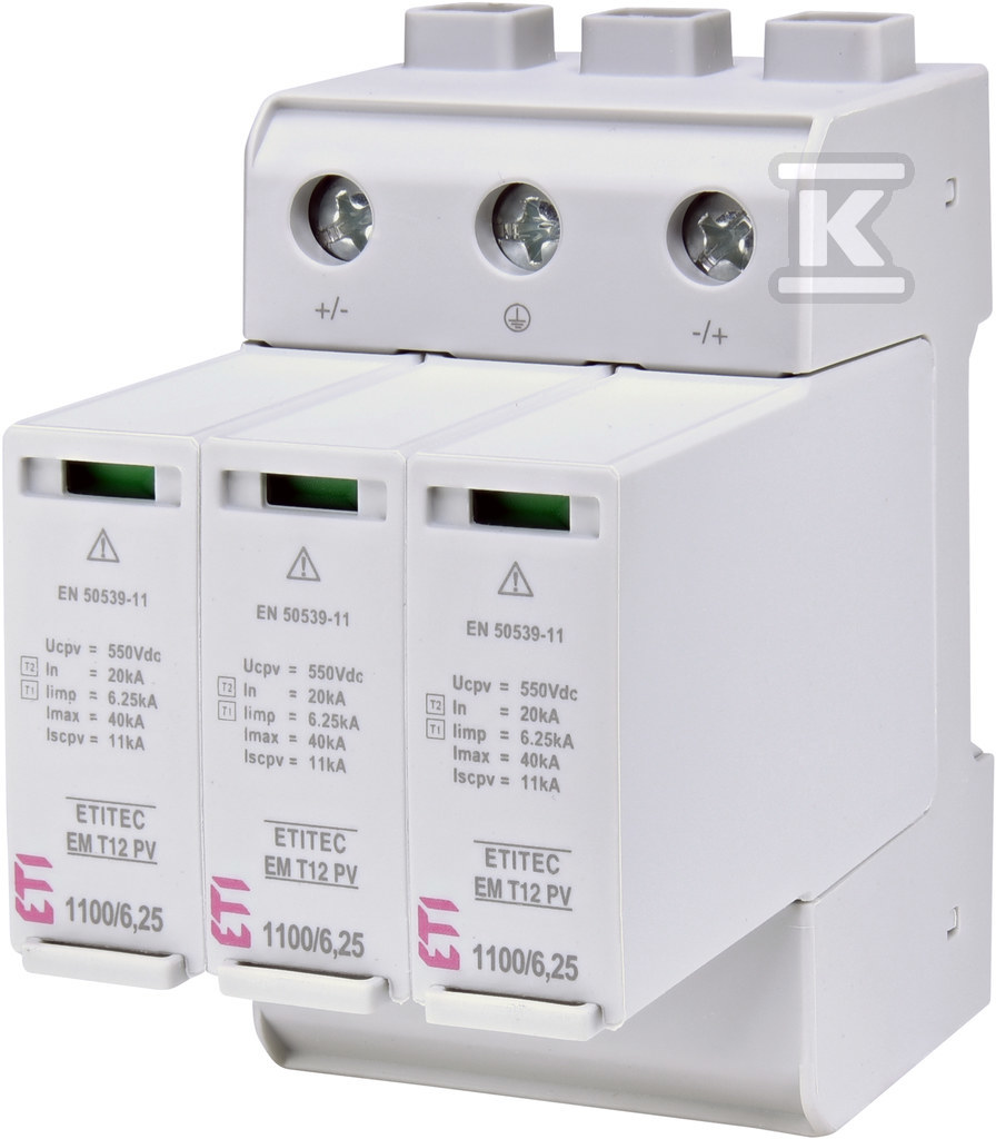 Ogranicznik przepięć T1 T2 (B i C) do systemów PV ETITEC EM T12 PV 1100/6,25 Y 002440580 - obrazek 1