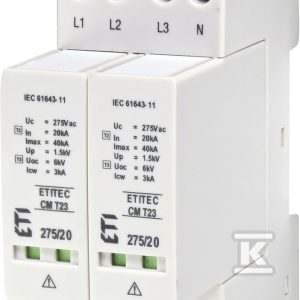 Modułowy ogranicznik przepięć ETITEC CM T23 275/20 4+0 002440652 Modułowy ogranicznik przepięć ETITEC CM T23 275/20 4+0 002440652