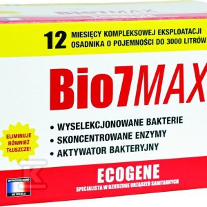 Preparat BIO7 MAX 12m-cy EKSPLOATACJA ROZKŁAD TŁUSZCZY (12X80G ENTRETIEN, 12X80G TŁUSZCZE) do osadników BIO7-124651 Preparat BIO7 MAX 12m-cy EKSPLOATACJA ROZKŁAD TŁUSZCZY (12X80G ENTRETIEN, 12X80G TŁUSZCZE) do osadników BIO7-124651