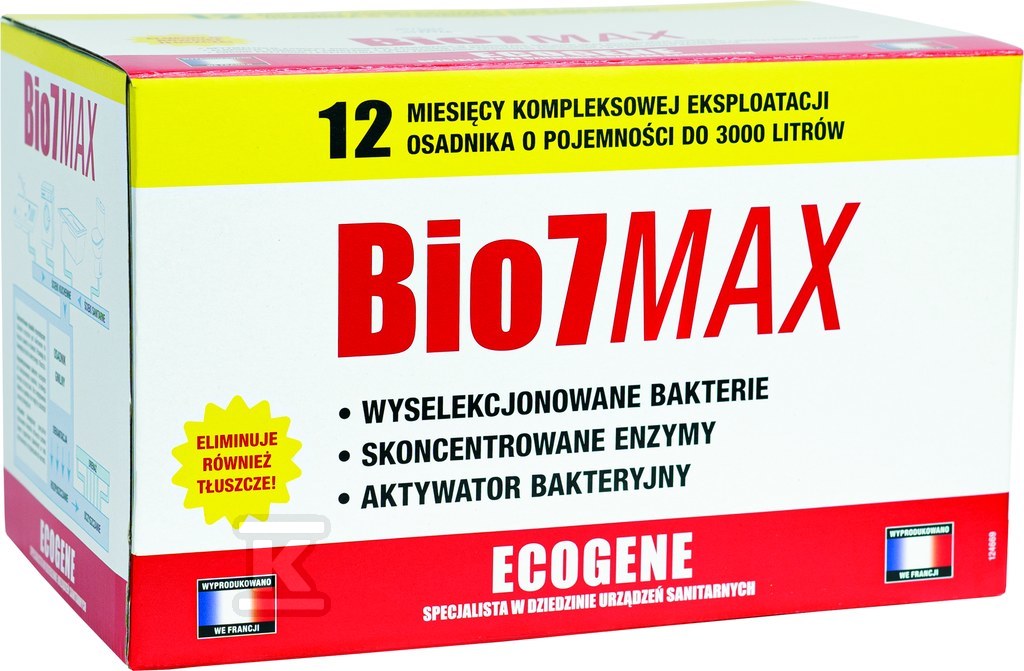 Preparat BIO7 MAX 12m-cy EKSPLOATACJA ROZKŁAD TŁUSZCZY (12X80G ENTRETIEN, 12X80G TŁUSZCZE) do osadników BIO7-124651 - obrazek 1