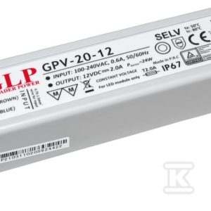 Zasilacz LED GLP 12V, 2A, 20W GPV-20-12 Zasilacz LED GLP 12V, 2A, 20W GPV-20-12