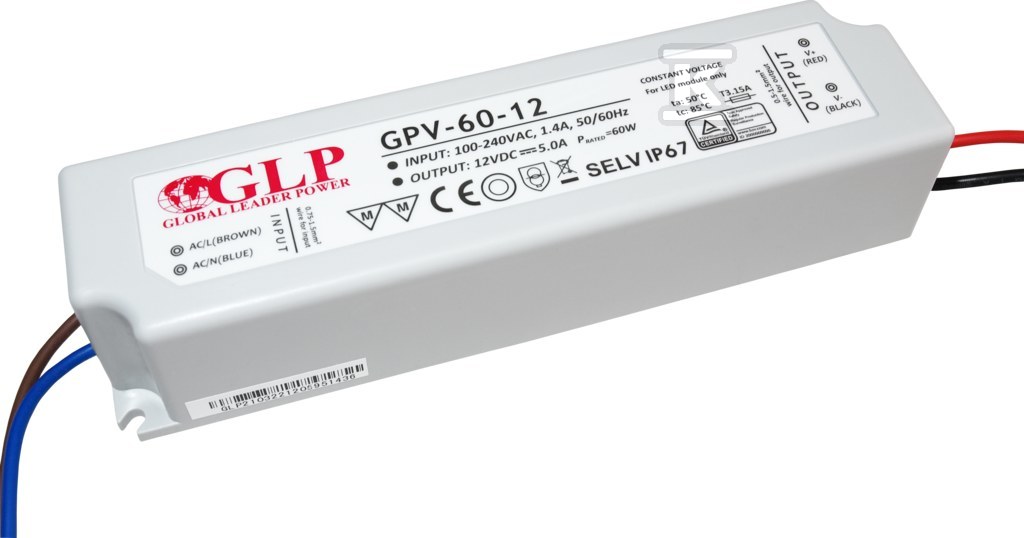 Zasilacz LED GLP 12V, 5A, 60W GPV-60-12 - obrazek 1