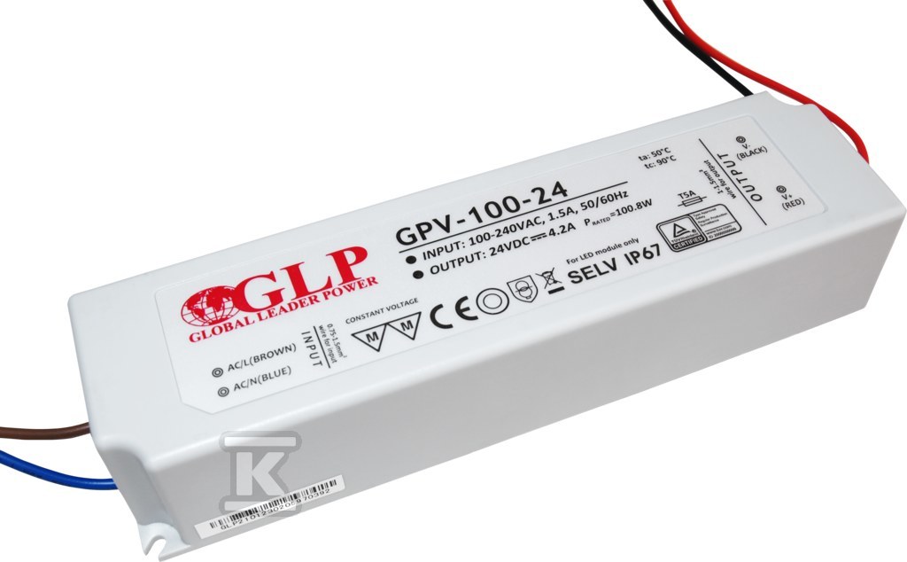 Zasilacz LED GLP 24V, 4,2A, 100W GPV-100-24 - obrazek 1
