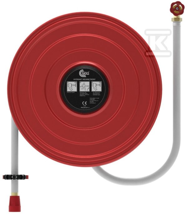 Hydrant wewnętrzny DN25 HW-25-ZWN-R-30 natynkowy ramię wychylne wąż półsztywny L=30m 600x600x250mm kolor czerwony RAL3000 bez miejsca na gaśnicę 11089